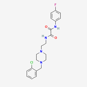 molecular formula C21H24ClFN4O2 B4960952 N-{2-[4-(2-chlorobenzyl)-1-piperazinyl]ethyl}-N'-(4-fluorophenyl)ethanediamide 