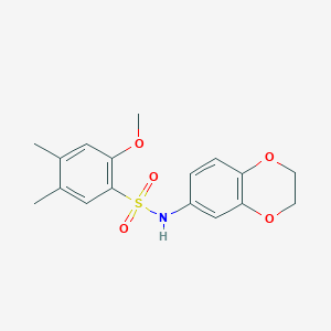 molecular formula C17H19NO5S B4960979 N-(2,3-dihydro-1,4-benzodioxin-6-yl)-2-methoxy-4,5-dimethylbenzenesulfonamide 