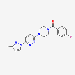 molecular formula C19H19FN6O B4960999 3-[4-(4-fluorobenzoyl)-1-piperazinyl]-6-(3-methyl-1H-pyrazol-1-yl)pyridazine 