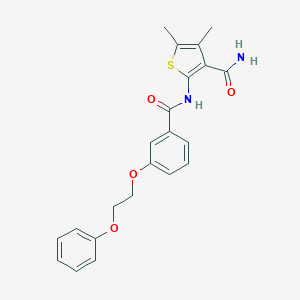 molecular formula C22H22N2O4S B496100 4,5-Dimethyl-2-{[3-(2-phenoxyethoxy)benzoyl]amino}-3-thiophenecarboxamide 