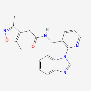 molecular formula C20H19N5O2 B4961013 N-{[2-(1H-benzimidazol-1-yl)-3-pyridinyl]methyl}-2-(3,5-dimethyl-4-isoxazolyl)acetamide 