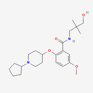 molecular formula C23H36N2O4 B4961025 2-[(1-cyclopentyl-4-piperidinyl)oxy]-N-(3-hydroxy-2,2-dimethylpropyl)-5-methoxybenzamide 