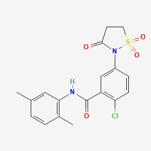 molecular formula C18H17ClN2O4S B4961073 2-chloro-N-(2,5-dimethylphenyl)-5-(1,1-dioxido-3-oxo-2-isothiazolidinyl)benzamide 
