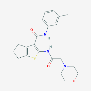 molecular formula C21H25N3O3S B496108 N-(3-methylphenyl)-2-[(4-morpholinylacetyl)amino]-5,6-dihydro-4H-cyclopenta[b]thiophene-3-carboxamide 