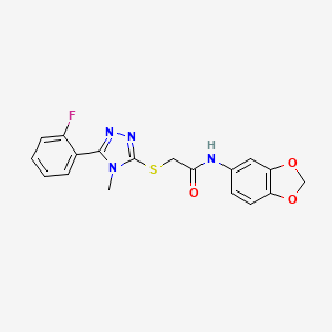 molecular formula C18H15FN4O3S B4961084 N-1,3-benzodioxol-5-yl-2-{[5-(2-fluorophenyl)-4-methyl-4H-1,2,4-triazol-3-yl]thio}acetamide 