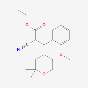 molecular formula C20H27NO4 B4961086 ethyl 2-cyano-3-(2,2-dimethyltetrahydro-2H-pyran-4-yl)-3-(2-methoxyphenyl)propanoate 