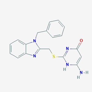 molecular formula C19H17N5OS B496111 6-amino-2-[(1-benzylbenzimidazol-2-yl)methylsulfanyl]-1H-pyrimidin-4-one 