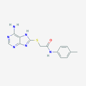 molecular formula C14H14N6OS B496112 2-[(6-amino-9H-purin-8-yl)sulfanyl]-N-(4-methylphenyl)acetamide 