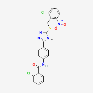 molecular formula C23H17Cl2N5O3S B4961130 2-chloro-N-(4-{5-[(2-chloro-6-nitrobenzyl)thio]-4-methyl-4H-1,2,4-triazol-3-yl}phenyl)benzamide 