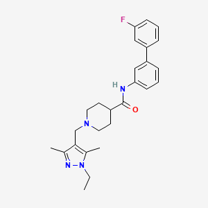 molecular formula C26H31FN4O B4961156 1-[(1-ethyl-3,5-dimethyl-1H-pyrazol-4-yl)methyl]-N-(3'-fluoro-3-biphenylyl)-4-piperidinecarboxamide 