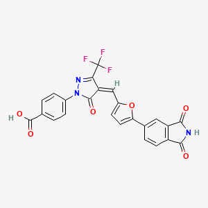 molecular formula C24H12F3N3O6 B4961173 4-[4-{[5-(1,3-dioxo-2,3-dihydro-1H-isoindol-5-yl)-2-furyl]methylene}-5-oxo-3-(trifluoromethyl)-4,5-dihydro-1H-pyrazol-1-yl]benzoic acid 