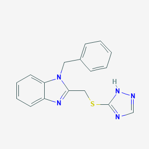 molecular formula C17H15N5S B496118 1-benzyl-2-[(1H-1,2,4-triazol-5-ylsulfanyl)methyl]-1H-benzimidazole 