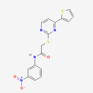 molecular formula C16H12N4O3S2 B4961212 N-(3-nitrophenyl)-2-{[4-(2-thienyl)-2-pyrimidinyl]thio}acetamide 