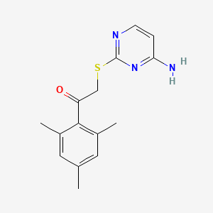 molecular formula C15H17N3OS B4961219 2-[(4-amino-2-pyrimidinyl)thio]-1-mesitylethanone 