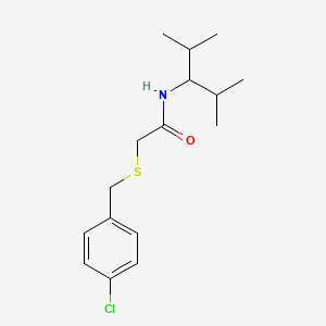 molecular formula C16H24ClNOS B4961224 2-[(4-chlorobenzyl)thio]-N-(1-isopropyl-2-methylpropyl)acetamide 