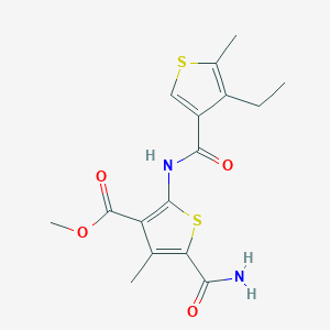 molecular formula C16H18N2O4S2 B4961231 methyl 5-(aminocarbonyl)-2-{[(4-ethyl-5-methyl-3-thienyl)carbonyl]amino}-4-methyl-3-thiophenecarboxylate 