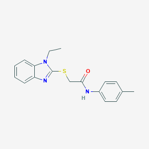molecular formula C18H19N3OS B496125 2-(1-Ethyl-1H-benzoimidazol-2-ylsulfanyl)-N-p-tolyl-acetamide 