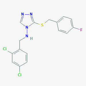 molecular formula C16H13Cl2FN4S B496130 N-(2,4-dichlorobenzyl)-3-[(4-fluorobenzyl)sulfanyl]-4H-1,2,4-triazol-4-amine 
