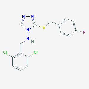 molecular formula C16H13Cl2FN4S B496131 N-(2,6-dichlorobenzyl)-3-[(4-fluorobenzyl)sulfanyl]-4H-1,2,4-triazol-4-amine 