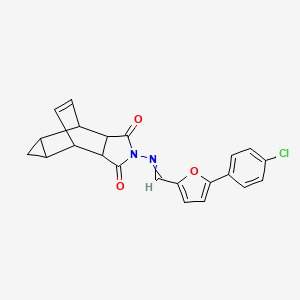 molecular formula C22H17ClN2O3 B4961340 4-({[5-(4-chlorophenyl)-2-furyl]methylene}amino)-4-azatetracyclo[5.3.2.0~2,6~.0~8,10~]dodec-11-ene-3,5-dione 