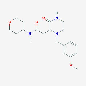 molecular formula C20H29N3O4 B4961343 2-[1-(3-methoxybenzyl)-3-oxo-2-piperazinyl]-N-methyl-N-(tetrahydro-2H-pyran-4-yl)acetamide 