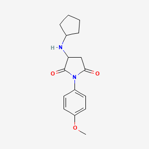 molecular formula C16H20N2O3 B4961352 3-(cyclopentylamino)-1-(4-methoxyphenyl)-2,5-pyrrolidinedione 
