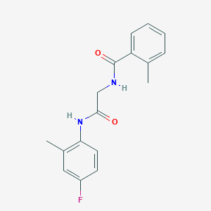 molecular formula C17H17FN2O2 B4961368 N-{2-[(4-fluoro-2-methylphenyl)amino]-2-oxoethyl}-2-methylbenzamide 