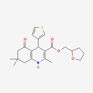 molecular formula C22H27NO4S B4961374 tetrahydro-2-furanylmethyl 2,7,7-trimethyl-5-oxo-4-(3-thienyl)-1,4,5,6,7,8-hexahydro-3-quinolinecarboxylate 