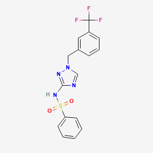 molecular formula C16H13F3N4O2S B4961384 N-{1-[3-(trifluoromethyl)benzyl]-1H-1,2,4-triazol-3-yl}benzenesulfonamide 