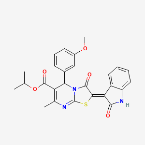 molecular formula C26H23N3O5S B4961487 isopropyl 5-(3-methoxyphenyl)-7-methyl-3-oxo-2-(2-oxo-1,2-dihydro-3H-indol-3-ylidene)-2,3-dihydro-5H-[1,3]thiazolo[3,2-a]pyrimidine-6-carboxylate 