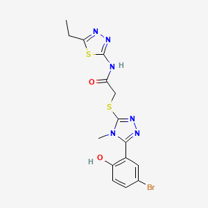 molecular formula C15H15BrN6O2S2 B4961489 2-{[5-(5-bromo-2-hydroxyphenyl)-4-methyl-4H-1,2,4-triazol-3-yl]thio}-N-(5-ethyl-1,3,4-thiadiazol-2-yl)acetamide 