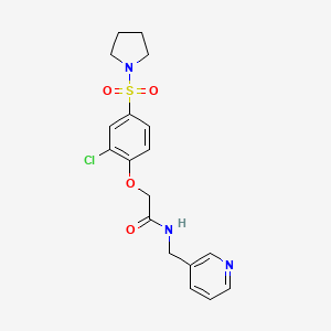 molecular formula C18H20ClN3O4S B4961518 2-[2-chloro-4-(1-pyrrolidinylsulfonyl)phenoxy]-N-(3-pyridinylmethyl)acetamide 