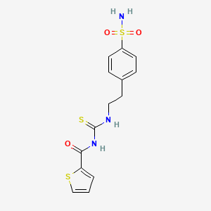 molecular formula C14H15N3O3S3 B4961524 N-[({2-[4-(aminosulfonyl)phenyl]ethyl}amino)carbonothioyl]-2-thiophenecarboxamide 