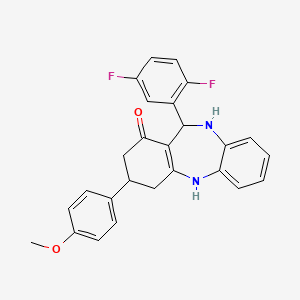 molecular formula C26H22F2N2O2 B4961529 11-(2,5-difluorophenyl)-3-(4-methoxyphenyl)-2,3,4,5,10,11-hexahydro-1H-dibenzo[b,e][1,4]diazepin-1-one 