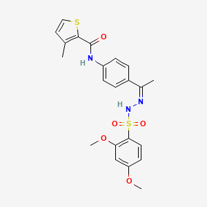 molecular formula C22H23N3O5S2 B4961542 N-(4-{N-[(2,4-dimethoxyphenyl)sulfonyl]ethanehydrazonoyl}phenyl)-3-methyl-2-thiophenecarboxamide 