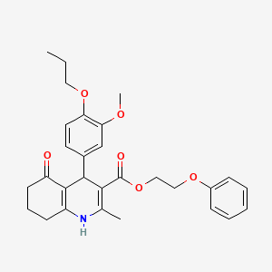molecular formula C29H33NO6 B4961553 2-phenoxyethyl 4-(3-methoxy-4-propoxyphenyl)-2-methyl-5-oxo-1,4,5,6,7,8-hexahydro-3-quinolinecarboxylate 