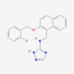 molecular formula C20H17FN4O B496160 N-({2-[(2-fluorobenzyl)oxy]naphthalen-1-yl}methyl)-1H-1,2,4-triazol-3-amine 