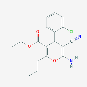 ethyl 6-amino-4-(2-chlorophenyl)-5-cyano-2-propyl-4H-pyran-3-carboxylate