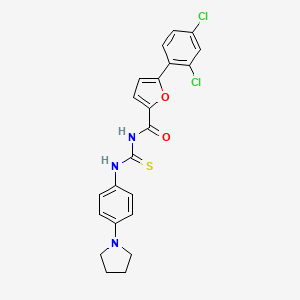 molecular formula C22H19Cl2N3O2S B4961632 5-(2,4-dichlorophenyl)-N-({[4-(1-pyrrolidinyl)phenyl]amino}carbonothioyl)-2-furamide 