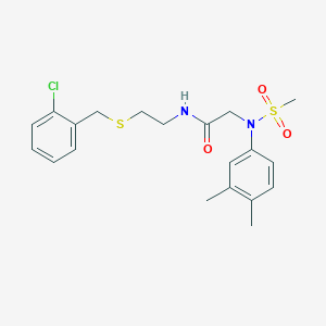 molecular formula C20H25ClN2O3S2 B4961638 N~1~-{2-[(2-chlorobenzyl)thio]ethyl}-N~2~-(3,4-dimethylphenyl)-N~2~-(methylsulfonyl)glycinamide 