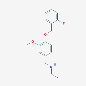 molecular formula C17H20FNO2 B496166 N-{4-[(2-fluorobenzyl)oxy]-3-methoxybenzyl}ethanamine 