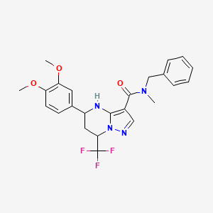 molecular formula C24H25F3N4O3 B4961719 N-benzyl-5-(3,4-dimethoxyphenyl)-N-methyl-7-(trifluoromethyl)-4,5,6,7-tetrahydropyrazolo[1,5-a]pyrimidine-3-carboxamide 