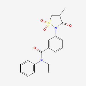 molecular formula C19H20N2O4S B4961736 N-ethyl-3-(4-methyl-1,1-dioxido-3-oxo-2-isothiazolidinyl)-N-phenylbenzamide 