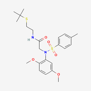 molecular formula C23H32N2O5S2 B4961748 N~1~-[2-(tert-butylthio)ethyl]-N~2~-(2,5-dimethoxyphenyl)-N~2~-[(4-methylphenyl)sulfonyl]glycinamide 