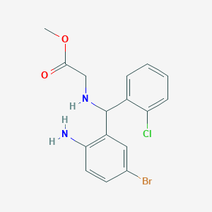 molecular formula C16H16BrClN2O2 B4961792 methyl N-[(2-amino-5-bromophenyl)(2-chlorophenyl)methyl]glycinate 