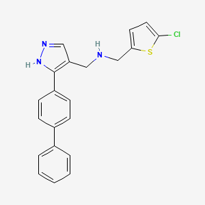 molecular formula C21H18ClN3S B4961799 1-[3-(4-biphenylyl)-1H-pyrazol-4-yl]-N-[(5-chloro-2-thienyl)methyl]methanamine 
