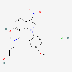 molecular formula C20H24ClN3O5 B4961823 7-{[(3-hydroxypropyl)amino]methyl}-1-(4-methoxyphenyl)-2-methyl-3-nitro-1H-indol-6-ol hydrochloride 