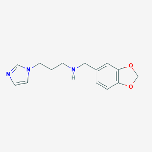 molecular formula C14H17N3O2 B496185 N-(1,3-benzodioxol-5-ylmethyl)-3-(1H-imidazol-1-yl)propan-1-amine CAS No. 163923-52-2