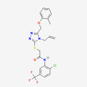 molecular formula C22H20ClF3N4O2S B4961872 2-({4-allyl-5-[(2-methylphenoxy)methyl]-4H-1,2,4-triazol-3-yl}thio)-N-[2-chloro-5-(trifluoromethyl)phenyl]acetamide 