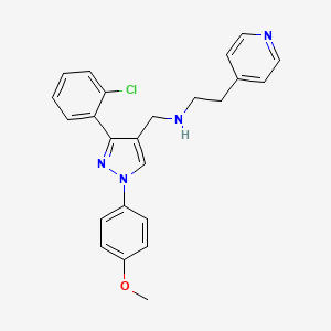 molecular formula C24H23ClN4O B4961906 N-{[3-(2-chlorophenyl)-1-(4-methoxyphenyl)-1H-pyrazol-4-yl]methyl}-2-(4-pyridinyl)ethanamine 